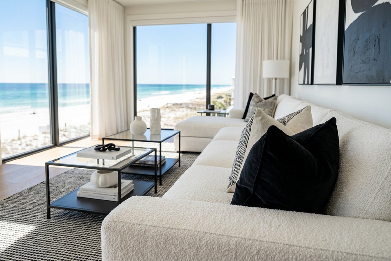 Coastal living room with ocean view