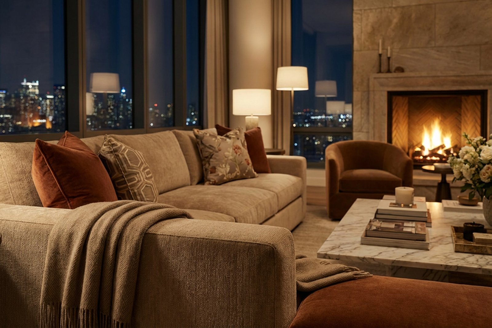 Renovated city living room detail